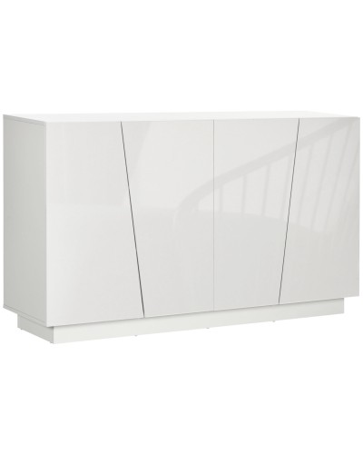  Mobiletto Multiuso in Truciolato Bianco a 5 Livelli con Ripiano Regolabile su 3 Livelli, 150x40x88 cm