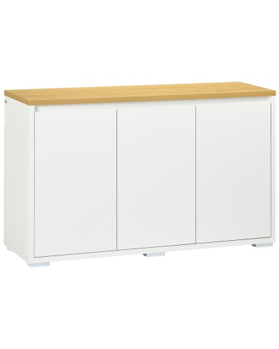  Mobile Multiuso con 2 Armadietti a 2 Livelli in Truciolato, Ripiano regolabile, 120x37x75cm Bianco e Color legno