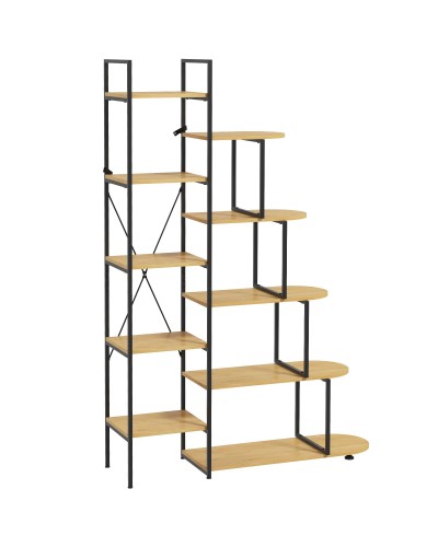 10-Tier Bookshelf, Industrial Style Chipboard and Steel, 111.5x32x170 cm