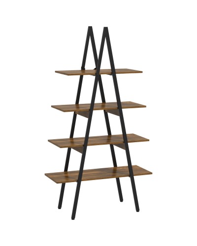  Scaffale Libreria 4 Livelli in Truciolato e Acciaio ad A