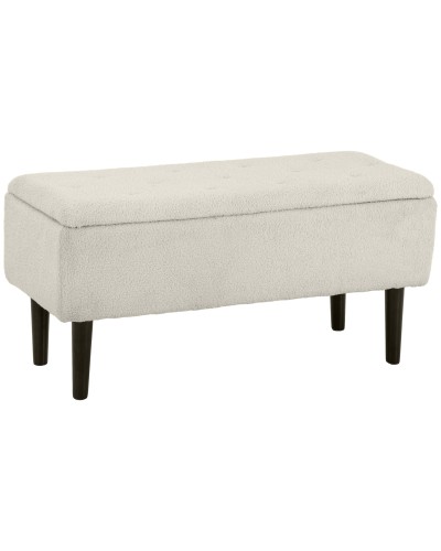Bouclé Upholstered Bed End Bench with 47L Storage, 95x38x45 cm, Beige