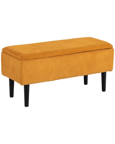  Panca Fondoletto in Poliestere e Legno per Camera da Letto e Ingresso, 95x38x45 cm, Arancione