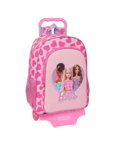 Trolley Escolar Barbie Love Rosa - 33x42x14 cm - Mochila con Ruedas Niña
