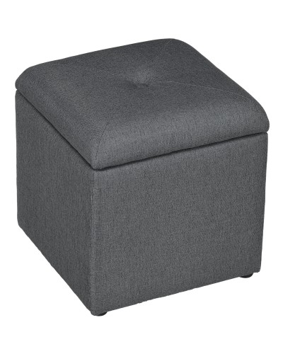 Teddy Soft Fabric Padded Storage Ottoman for Living Room & Bedroom, 39x39x39cm, Grey