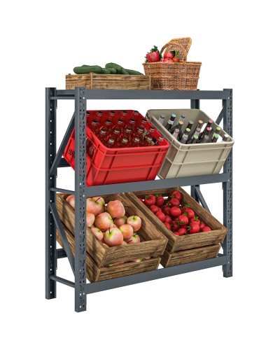  Scaffale per 6 Casse di Bevande Autoportante a 3 Livelli con Ripiani Regolabili, 110x30x110cm, Grigio