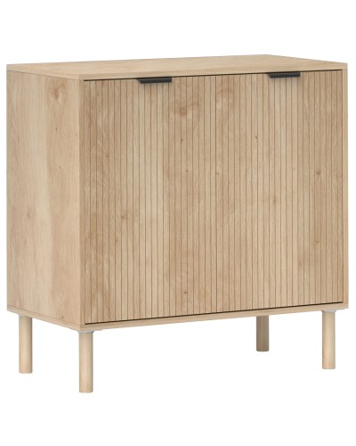 2-Tier Wooden Storage Cabinet with Adjustable 3-Level Shelf, 78x40x77.5 cm, Oak Color