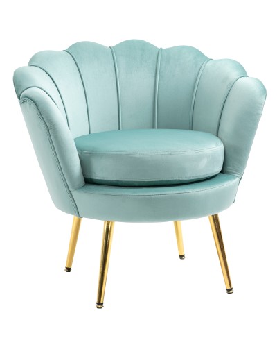 Vintage Design Velvet Blue Accent Chair, Bedroom Chair with High Back 76x67x74cm, Green