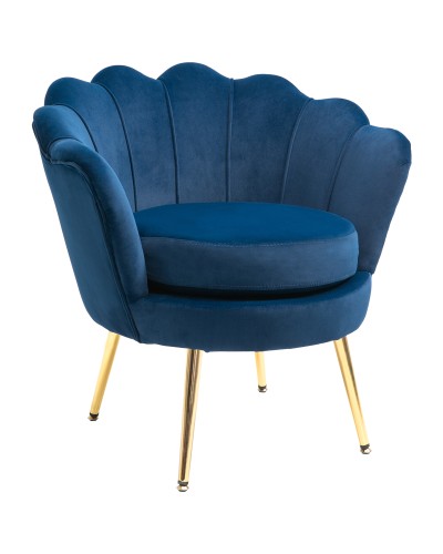  Poltrona a Conchiglia, Poltroncina Vintage, Poltroncina da Camera e Salotto, Design Elegante, con Schienale Alto, 76x67x74cm, B