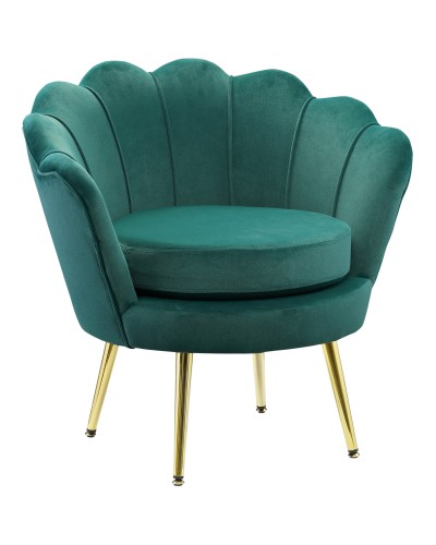  Poltrona a Conchiglia, Poltroncina Vintage, Poltroncina da Camera e Salotto, Design Elegante, con Schienale Alto, 76x67x74cm, V