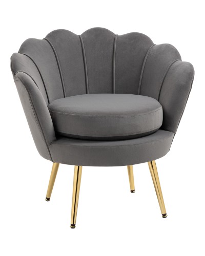 Shell Armchair, Vintage Accent Chair, Bedroom and Living Room Chair, Elegant Design, High Back, 76x67x74cm, G