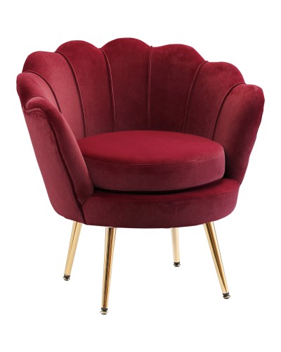  Poltrona a Conchiglia, Poltroncina Vintage, Poltroncina da Camera e Salotto, Design Elegante, con Schienale Alto, 76x67x74cm, R