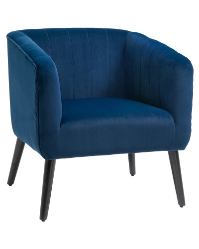  Poltroncina Moderna Sedia Imbottita Stile Nordico, Rivestimento in Velluto e Gambe in Legno, Blu, 70.5x70x76cm