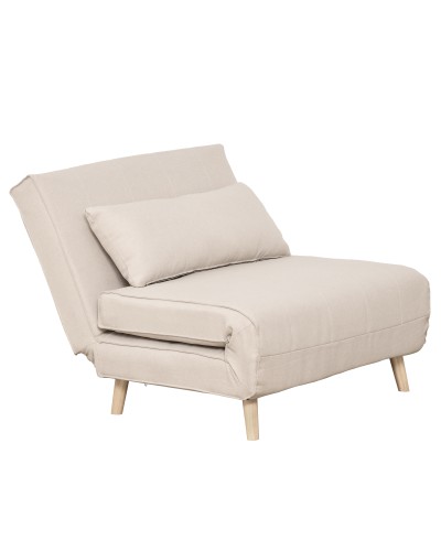  Poltrona Letto 3 in 1 con Schienale Reclinabile in 6 Posizioni, 94x78x80 cm, Beige