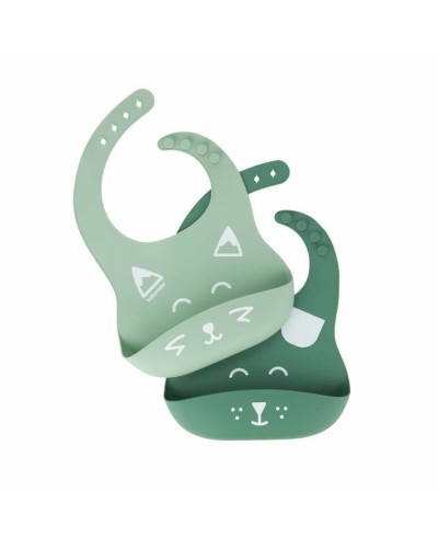 Babymoov Bavaglino Silicone Verde (x2) - Impermeabile, Facile Pulizia
