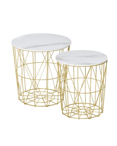 Set of 2 Modern Nesting Coffee Tables with Removable Tray, Coffee Table with Storage for Living Room and Bedroom