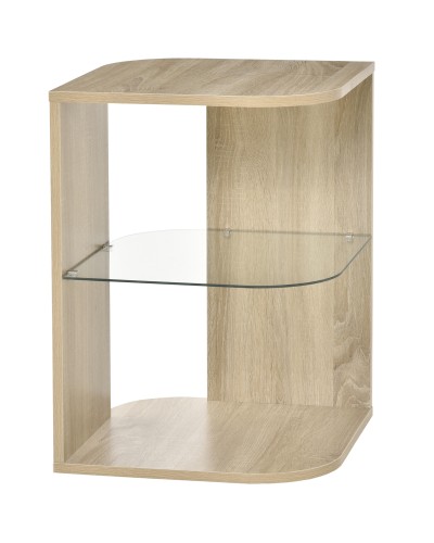  Tavolino da Salotto Moderno e Multiuso in Legno e Vetro per Soggiorno o Camera, 40x40x56cm