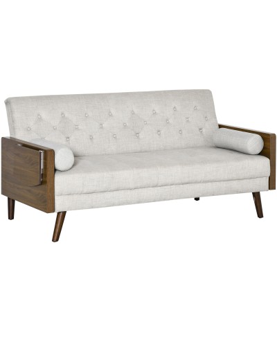 Single Sleeper Sofa with Side Shelves, 3-Seater and 3-Position Reclining Backrest, 200x88x89cm