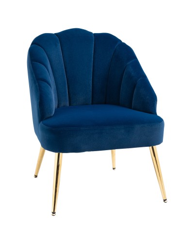 Velvet Upholstered Shell Back Accent Chair for Bedroom and Living Room, 63x65x84cm