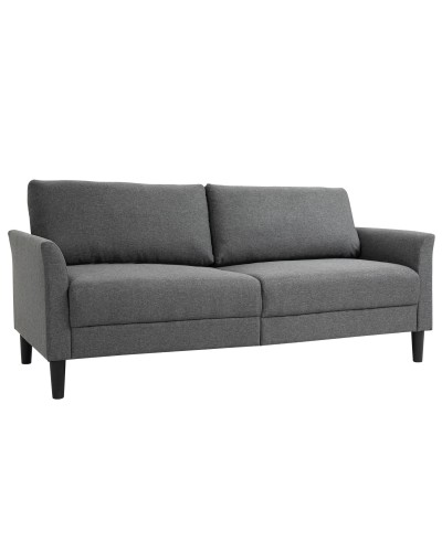  Divano 3 Posti Economico per Casa e Ufficio con 4 Gambe in Metallo, Divano con Braccioli Imbottiti, Tessuto Effetto Lino, Grigi