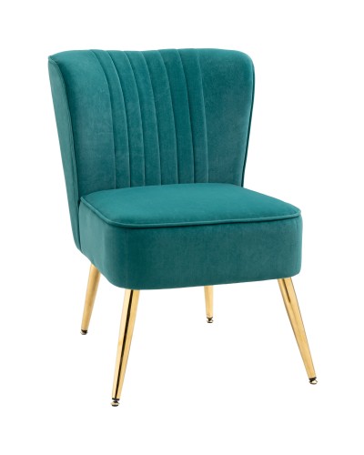  Poltrona Moderna in Stile Scandinavo Imbottita e Rivestita in Tessuto Vellutato, 56x65.5x82.5cm - Verde