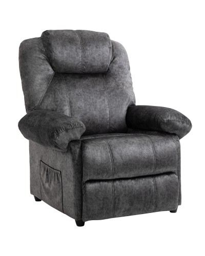 Manual Reclining Relax Chair in Fabric with Extendable Footrest and Side Pocket, Black