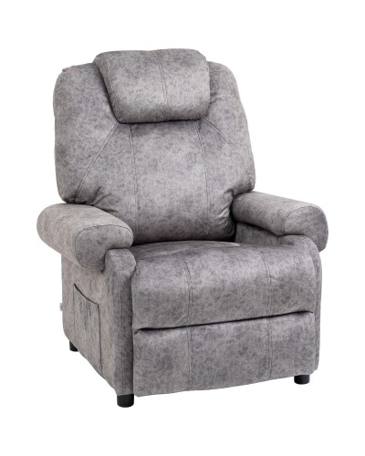  Poltrona Relax Reclinabile Manualmente in Tessuto con Imbottitura Extra, Grigio
