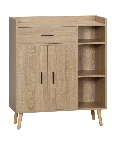  Credenza Moderna Multiuso con Armadietto e Cassetto in Legno 80x30x96.5cm
