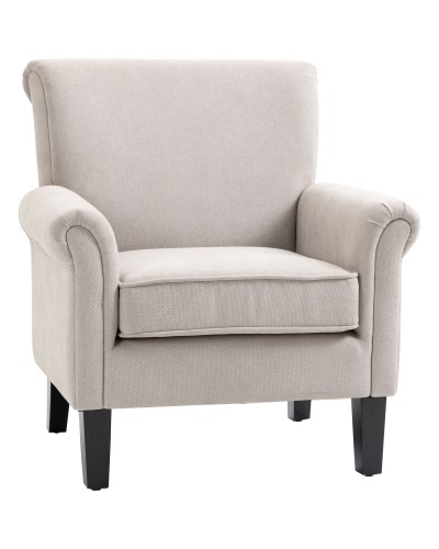 Nordic Style Armchair, Wood & Polyester, 79x78x87 cm, Gray & Brown