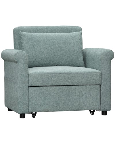  Poltrona Letto Singolo con Schienale Regolabile in 4 Posizioni e Seduta Imbottita, 96x84.5x87.5 cm, Verde