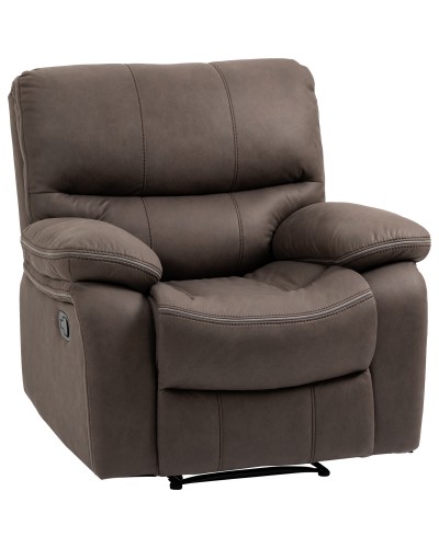 Manual Reclining Relax Armchair with Footrest, Microfiber and Steel, 97x90x96 cm, Brown