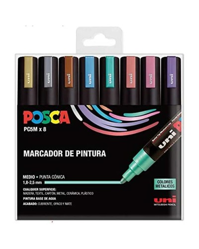 Uni-Ball PC-5M Set 8 Rotuladores Multicolores Punta Media - Pintura y Dibujo
