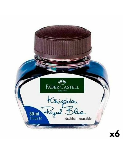 Faber-Castell Encre Bleu 30ml - Set de 6 Flacons pour Calligraphie et Dessin
