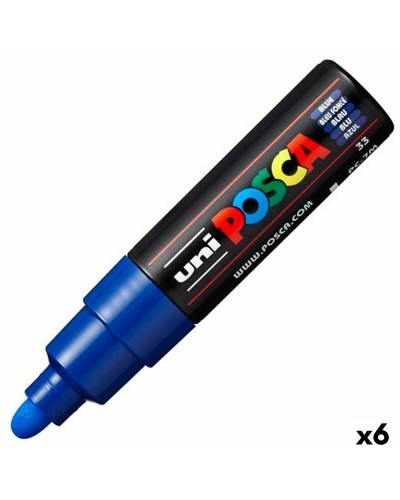 POSCA PC-7M Bleu Clair - Marqueur Pointe Large 4.5-5.5mm - Set de 6 Pièces
