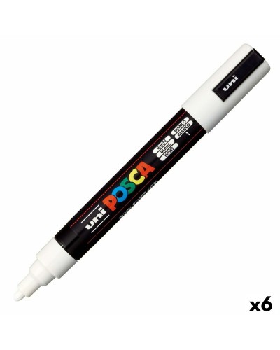 POSCA PC-5M Blanco - Rotuladores Punta Media 2.5mm - Set 6 Unidades Pintura
