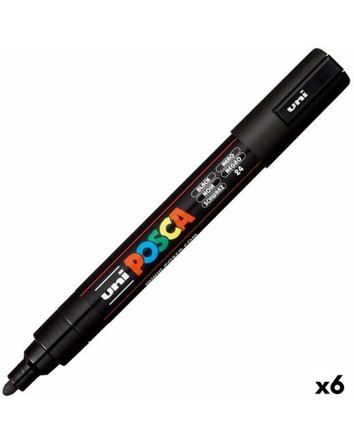 Markeerstiften POSCA PC-5M Kogelpunt Zwart (6 Stuks)