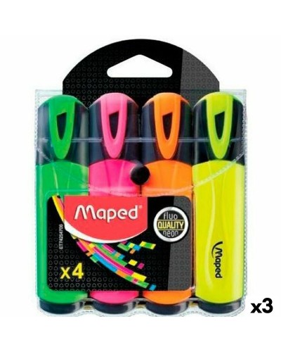 Maped Fluor Quality : Lot de 3 Surligneurs Néon Multicolores
