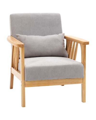  Poltrona Moderna con Rivestimento Vellutato e Struttura in Legno, 68x75x78cm, Grigio