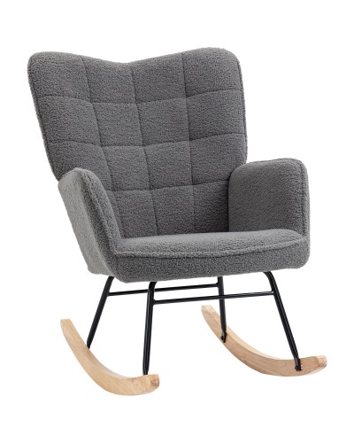 Upholstered Rocking Armchair Wood and Steel Living Room Bedroom 71x98x101 cm Dark Grey