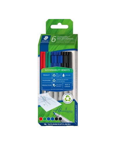 Staedtler Lumocolor: Set of 6 Multicoloured Universal Permanent Markers

