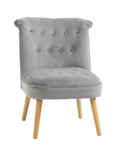 Modern Living Room & Dining Chair - Upholstered Velvet Seat, 60x66x79 cm, Grey