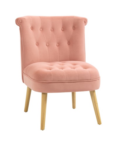 Modern Velvet Upholstered Dining and Living Room Chair, 60x66x79 cm, Pink