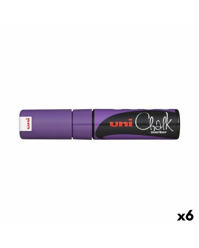 Uni-Ball PWE-8K Violett - Flüssigkreidemarker 6 Stück - Schreiben auf Glas & Tafel
