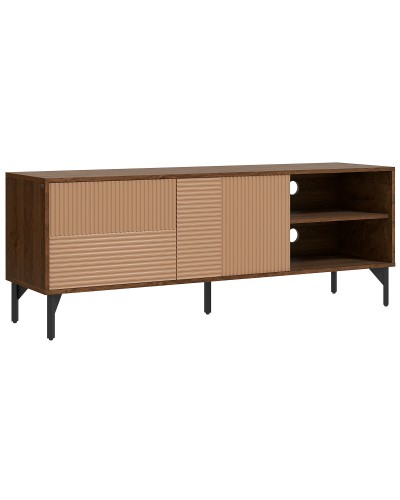  Mobile Porta TV fino 65" con 2 Armadietti e 2 Vani Aperti in Legno, 150x40x56cm, Marrone