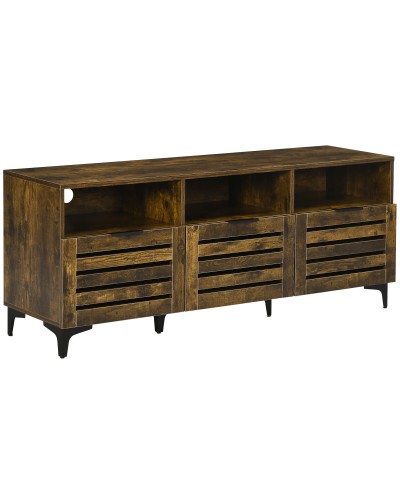 Mobile TV 65" Max with 3 Drawers, 2 Cabinets, and Cable Management Hole in Chipboard, 140.4x36x55 cm, Brown