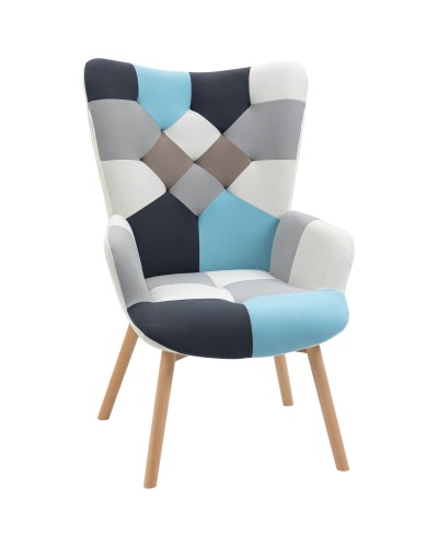 Tufted Velvet Bedroom Chair with Wooden Legs, 66x76x98cm, Multicolor