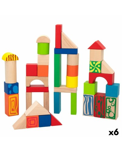 Woomax Set Costruzioni in Legno 50 Pezzi - Gioco Educativo Bambini (6 Unità)
