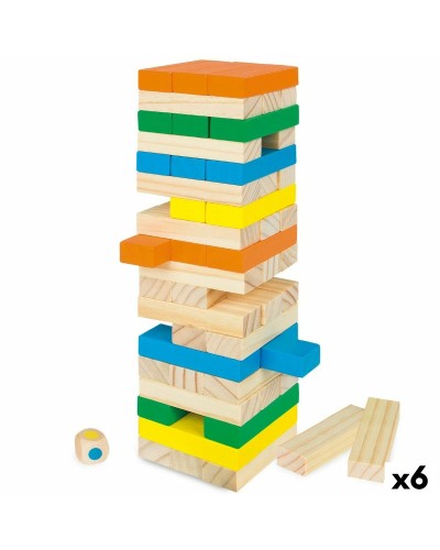Woomax Jenga Turm aus Holz - Geschicklichkeitsspiel für Kinder (6 Stück)
