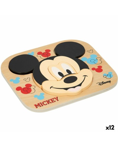 Puzzle en Bois Disney Mickey Mouse 12+ Mois - 6 Pièces (Lot de 12)

