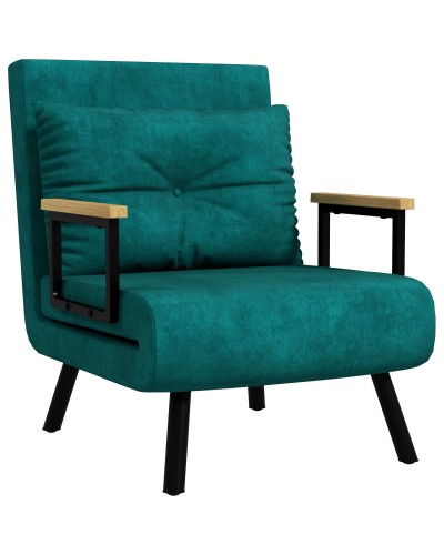  Poltrona Letto 3 in 1 con Schienale Reclinabile in 5 Posizioni e Cuscino, 63x73x81 cm, Verde