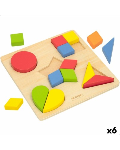 Woomax Holzpuzzle Formen Kinder +12 Monate, 16 Teile - Lernspiel
